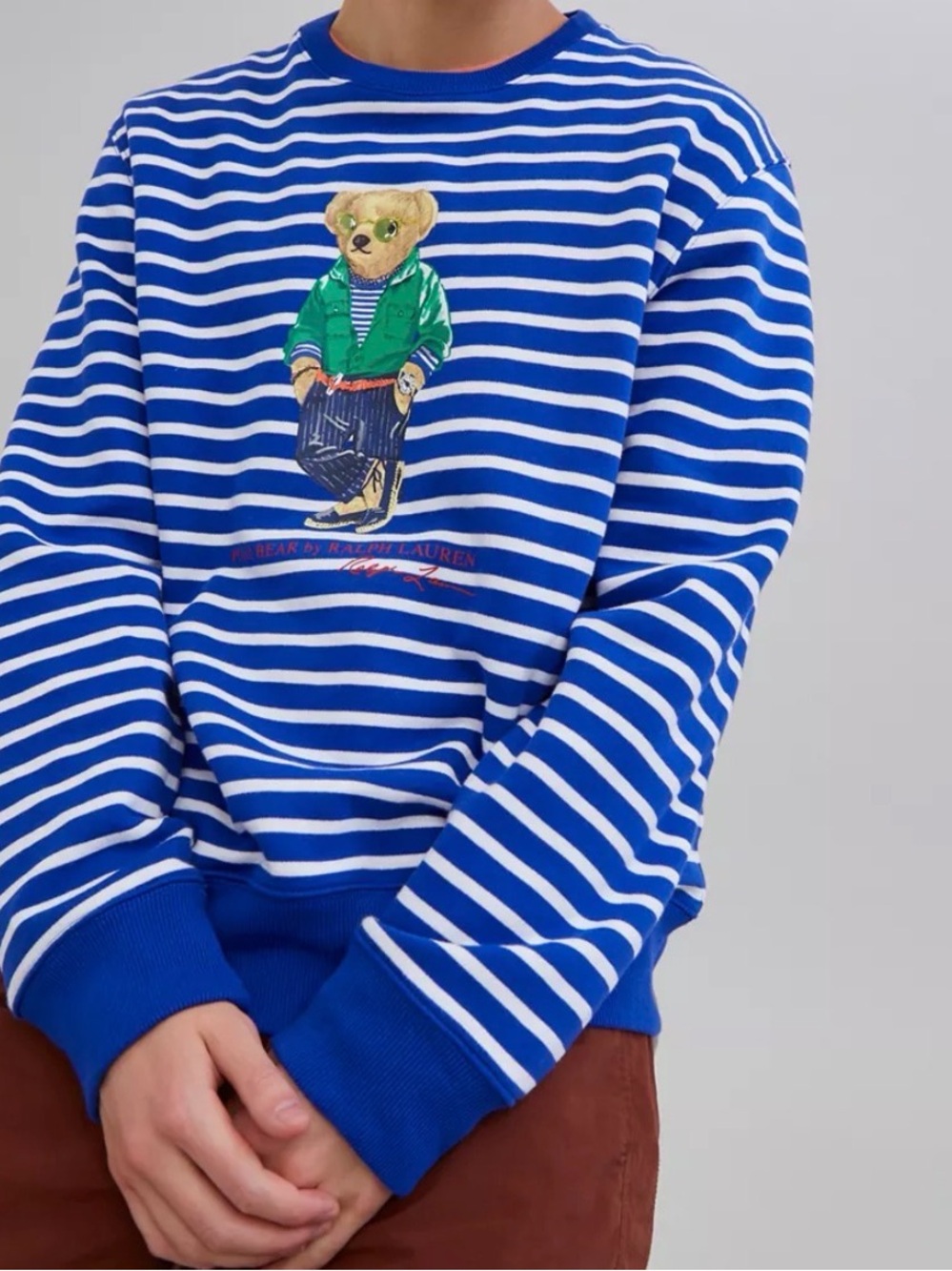 Polo Ralph Lauren Bear Stripe Crew Neck Sweatshirt